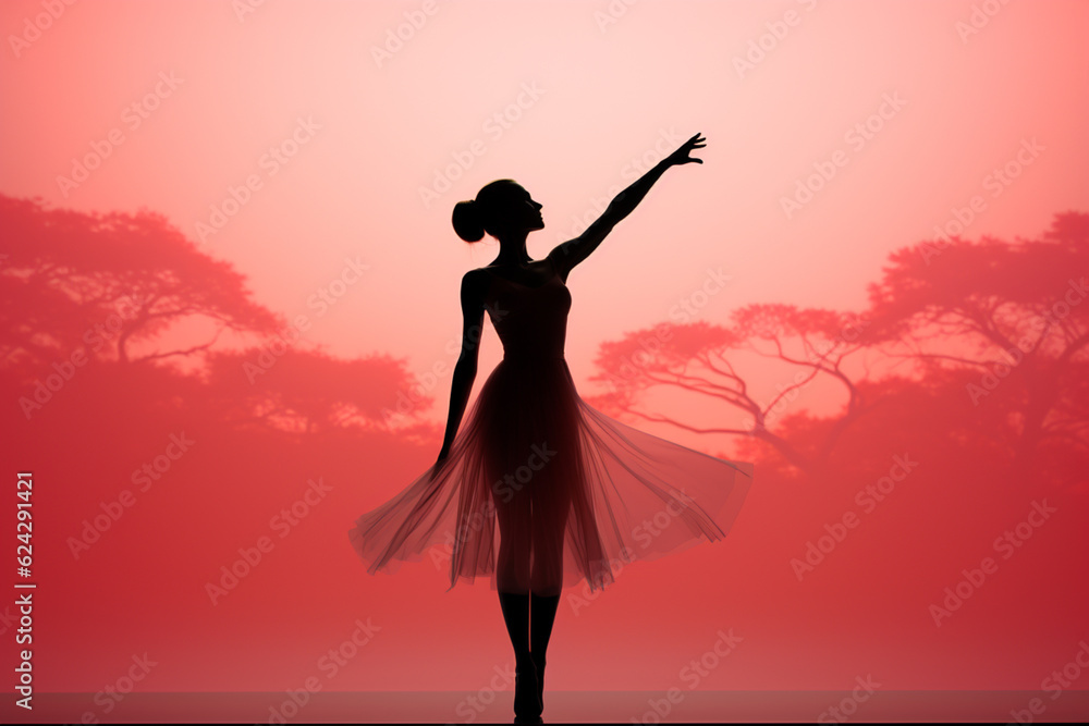 Aufkleber a minimalist artwork featuring simple, clean lines that form the silhouette of a ballerina. generati