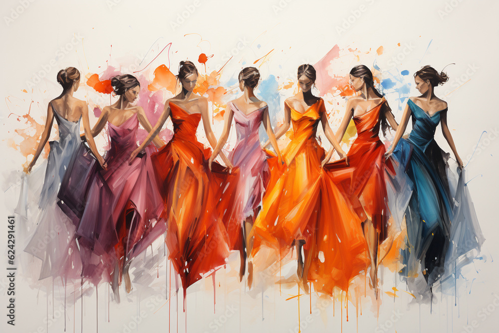 Aufkleber a series of abstract ink or watercolor paintings portraying ballerinas with expressive brushstrokes 