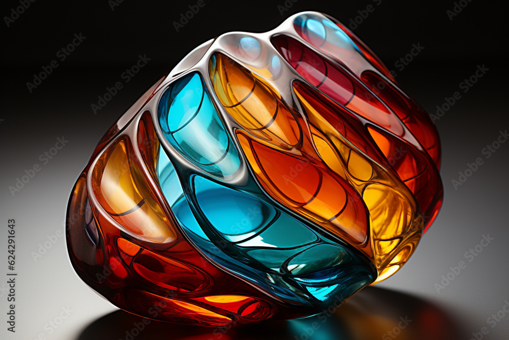 Aufkleber a minimalist sculpture depicting a cocoon-like form composed of intersecting geometric planes. gener