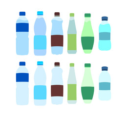 plastic bottle vector for water isolated with and without water inside