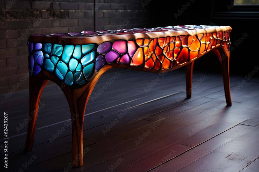 Poster An abstract console design inspired by mathematical concepts, such as fractals or tessellations. Generative AI.