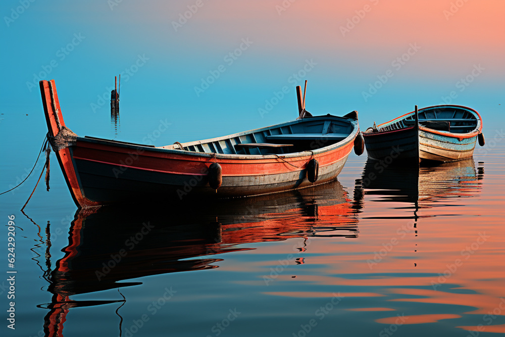 Leinwandbilder a minimalist graphic design of venice gondolas, focusing on clean lines and simple shapes. generativ