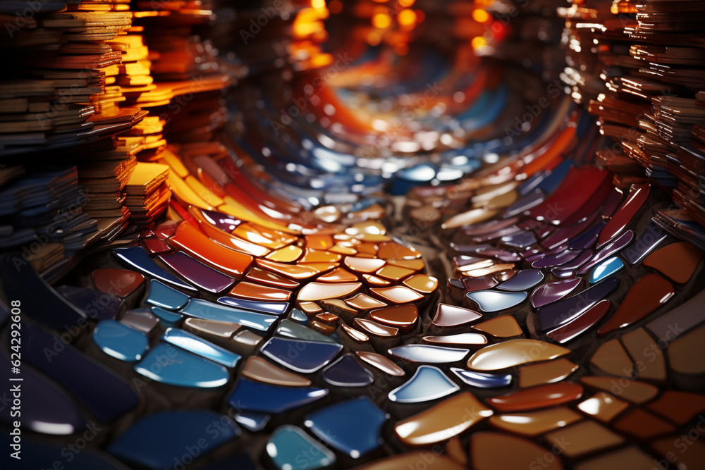 Aufkleber a popular image presents an abstract representation of mining minerals in a crystalline form, genera