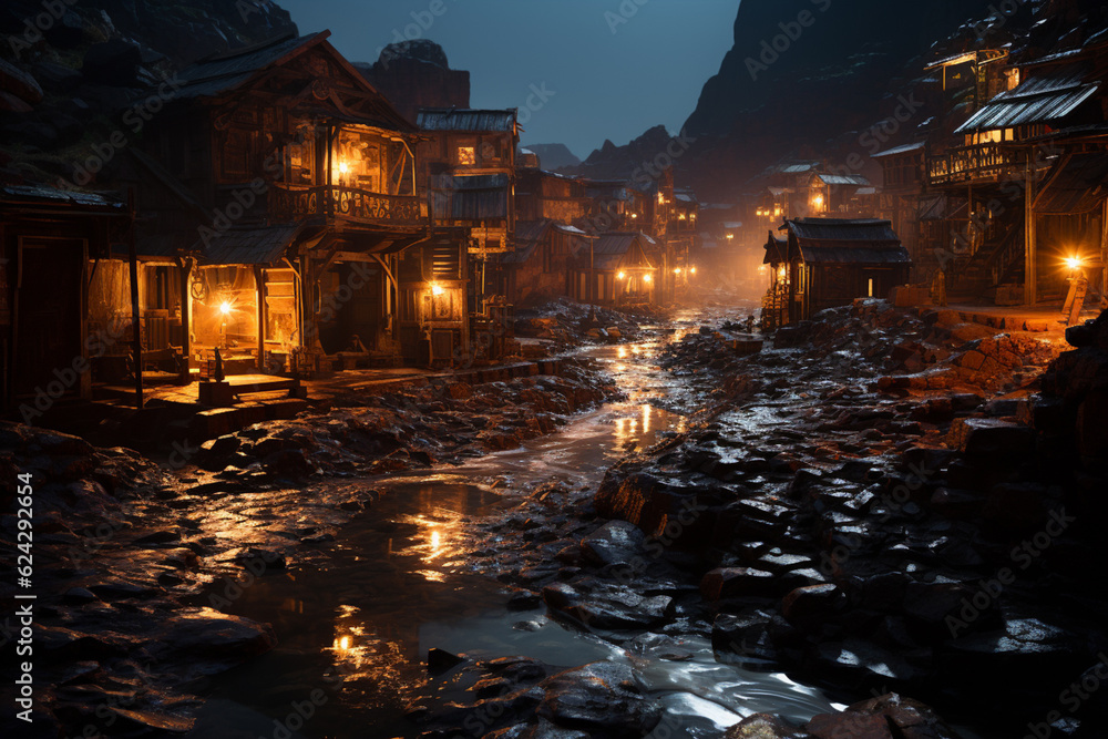 Aufkleber a captivating image showcases a diamond mine, with diamond-bearing ore being sorted and processed. g