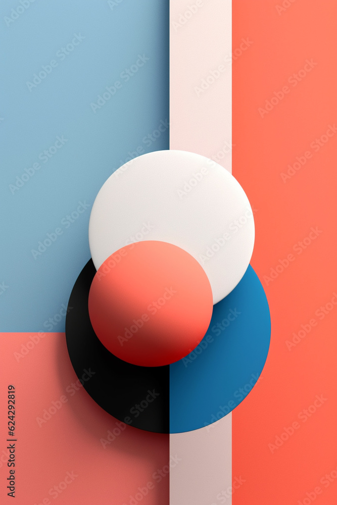Poster a minimalist abstract painting with a limited color palette and clean lines, exploring the relations