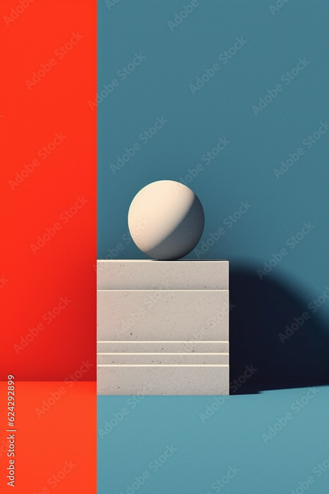 Aufkleber A minimalistic graphic design poster with a limited color palette and a focus on negative space,  Generative AI technology.