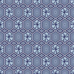 Japanese Dot Hexagon Vector Seamless Pattern