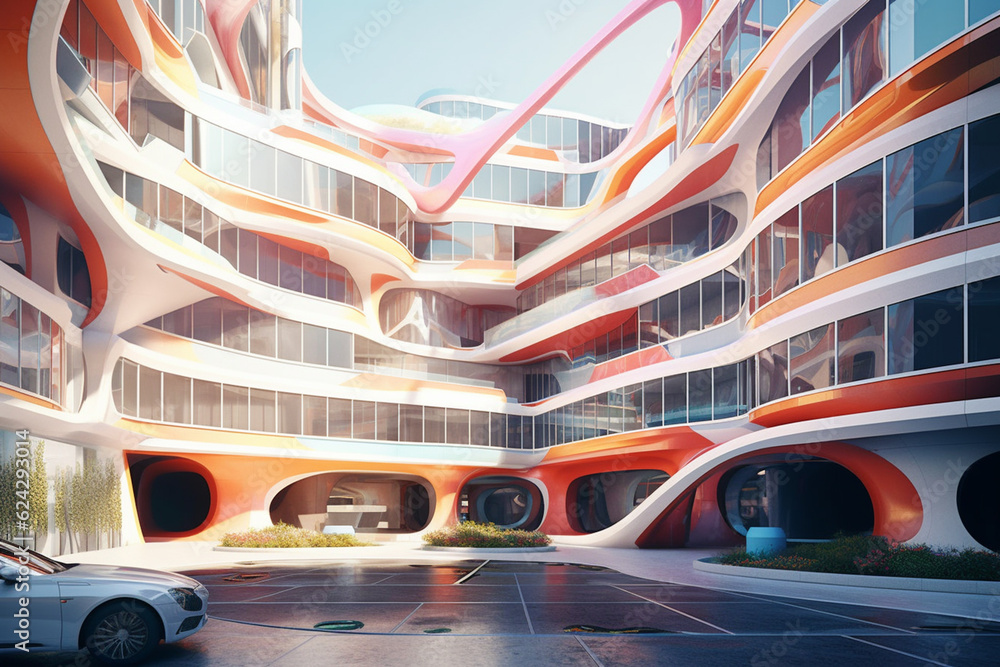 Aufkleber a digital art architectural visualization that showcases the design and aesthetics of a futuristic b