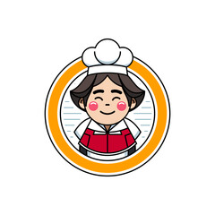 Obraz na płótnie Canvas Happy Grandma chef simple Vector logo Illustration