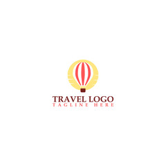 Travel logo air balloon template isolated on white background