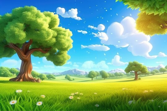 empty 3D cartoon background for kids and animation  generative ai creation 