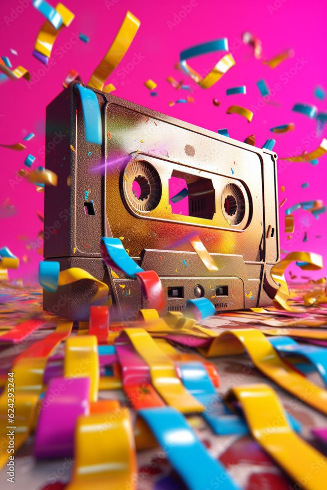 Leinwandbilder a photograph of a cassette tape being ejected from a player, capturing the anticipation and exciteme