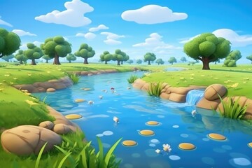Naklejka premium empty 3D cartoon background for kids and animation 
