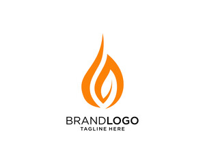 fire leaf flame logo design	