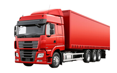 Red Truck Cargo Transport Vehicle with No Logo on Transparent Background. Generative AI