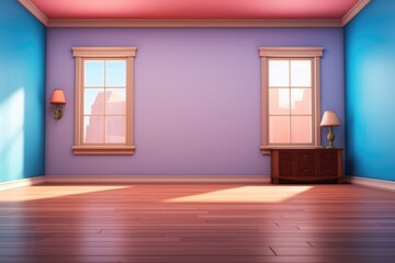 empty 3D cartoon background for kids and animation 