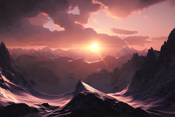 Sunset in the alps.
Generative AI
