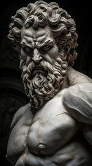 Photo of a detailed close-up of a bearded man statue .generative ai
