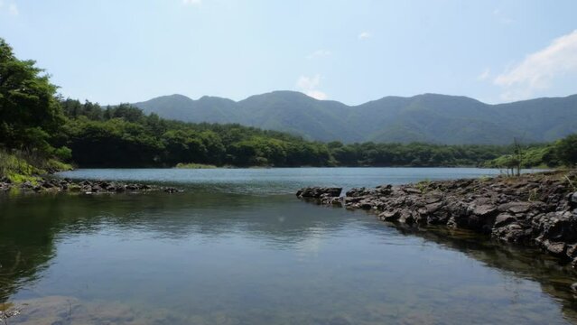 人がいない森の中の小さな湖。