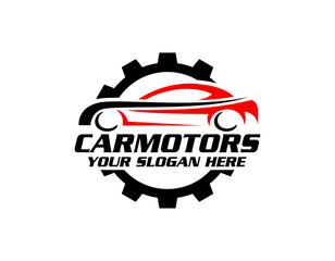 Sports car logo icon. Motor vehicle silhouette emblems. Auto garage dealership brand identity design elements. Vector illustrations.