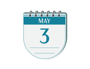 3 may retro event calendar page vector. Old style notebook calendar, date appointment, schedule, business planner, event reminder illustration. Abstract three dimensional vintage style calendar. 