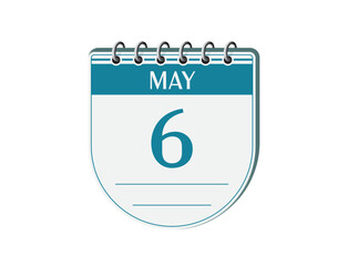 6 may retro event calendar page vector. Old style notebook calendar, date appointment, schedule, business planner, event reminder illustration. Abstract three dimensional vintage style calendar. 