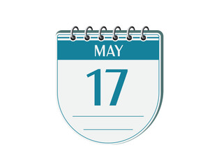 17 may retro event calendar page vector. Old style notebook calendar, date appointment, schedule, business planner, event reminder illustration. Abstract three dimensional vintage style calendar. 