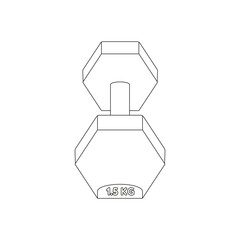 Dumbbells. Various Sport equipment. Fitness inventory, gym accessories. Workout stuff bundle. Line art.