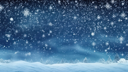 Seamless blue Christmas background with falling snow