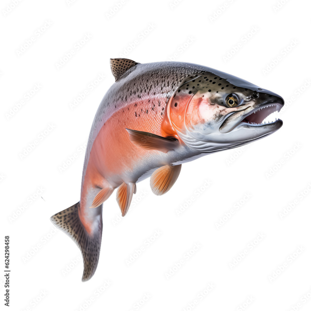 Wall mural a Salmon in transparent white background