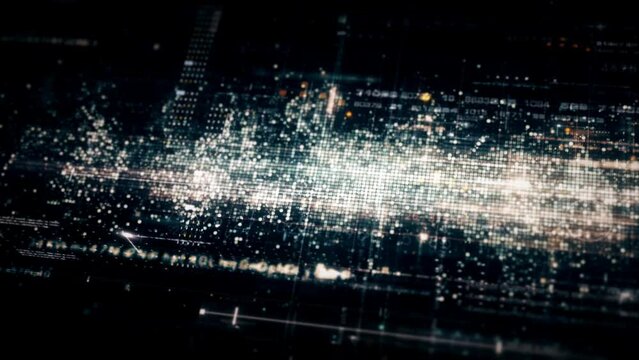Futuristic immersive UI displays, complexity, and interdependencies of modern information networks, creating a cutting-edge data matrix simulation background
