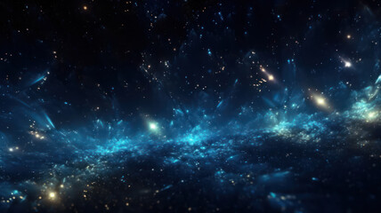 Naklejka premium Abstract Dark Blue Background with Glowing Particles