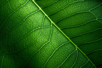 close up macro of the green leaf. Generative AI
