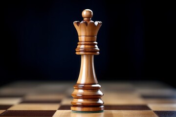 Photo of a wooden chess piece on a chess board .generative ai
