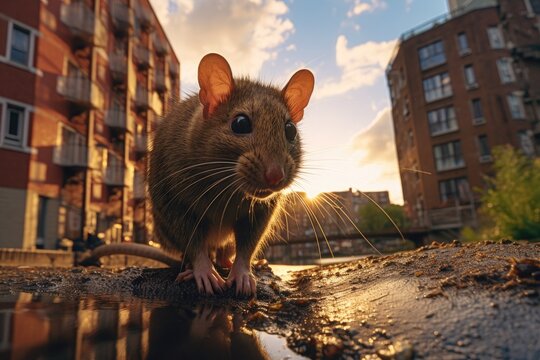 Urban house mouse, living in around city buildings