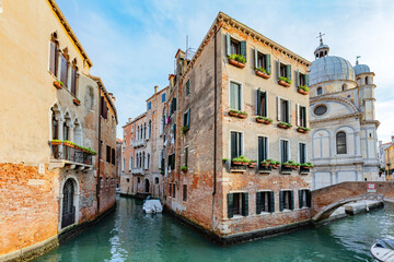 Fototapeta na wymiar Venice, Italy a canal with bridge