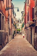 Vintage old Italian street in Venice, Italy
