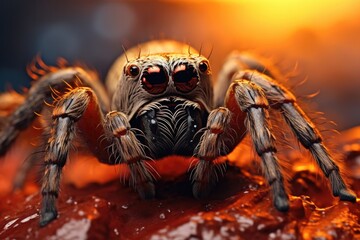 Macro, close up view of a jumping spider 