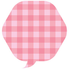 吹き出しのイラスト5【チェック柄（ピンク）】