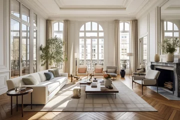 Foto op Canvas Sophisticated Parisian Style Living Room with High Ceilings. Generative AI © zainab