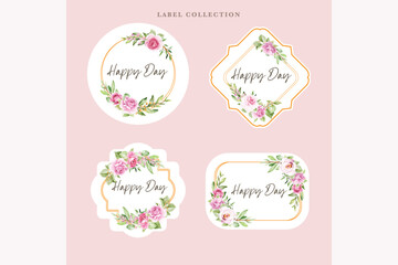 floral label in watercolor style design