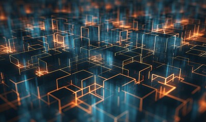 Obraz premium Futuristic Technology Concept: Abstract Rendering of Data Processing in Cyberspace Background, Generative AI.
