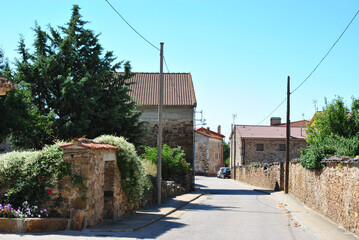 Fototapeta na wymiar Beautiful streets and stone facades of a village in Soria, Spain