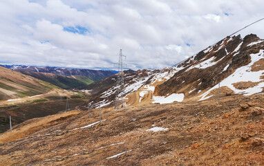 Natural beauty of plateau mountain roads and mountains in Tibet Autonomous Region of China