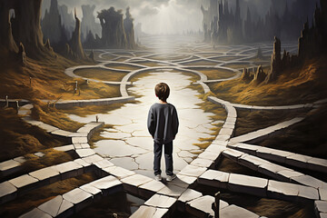 the child is faced with a choice of several paths. Generative AI