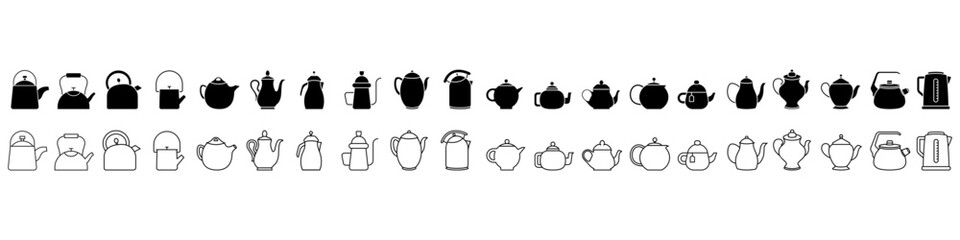 Teapot icon vector set. Kettle illustration sign collection. Tea symbol. Teakettle logo. Hot drink mark.