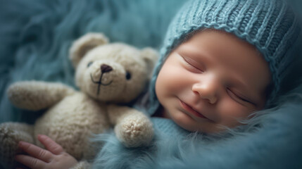 Sleeping newborn smile baby