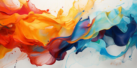 abstract colorful dried up strokes of paint. Generative AI