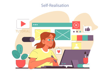 Positive aspect of social networks. Teenage girl expressing herself,