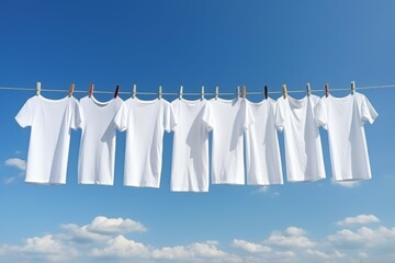 White t-shirt hanging line. Generate Ai